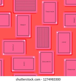Summer bright Seamless pattern vector Cute good meaning of love wording cards with hearts in valentine vibes design for fashion,fabric,wallpaper,web, and all prints on orange background color