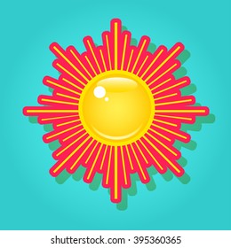 Summer bright shining sun on the turquoise blue sky.