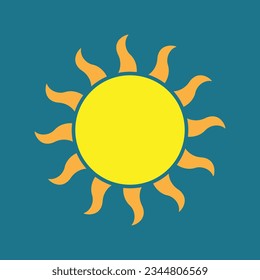 Sommer-helle Sonnensymbol einzeln auf blauem Hintergrund