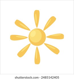 Summer bright sun on a white background. Isolated vector illustration