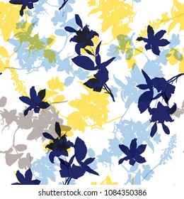 Summer bright Vector seamless pattern with hand drawing wild botanical and flowers, colorful illustration, floral elements, for fasshion fabric and all prints on white background. Summer bright Vector seamless pattern with hand drawing wild botanical and flowers, colorful illustration, floral elements, for fasshion fabric and all prints on white background.