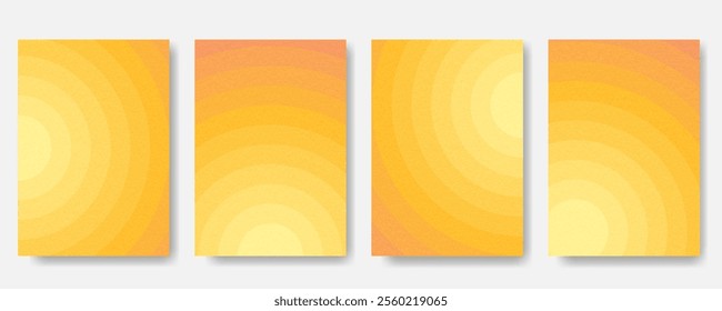 Summer bright Yellow Backgrounds set. Minimal Simple abstract gradient Texture. Modern Geometric Cover design. Templates for banner, cover, brochure, label, poster, business. Vector illustration
