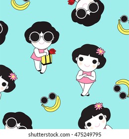 Summer Brings Smiles Character Pattern Wallpaper illustration