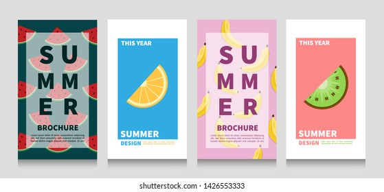 Summer Brochure Design Layout For Social Media, greeting cards. Frame with Fruit elements. Able to use for party poster, greeting card, invitation card, and banner.