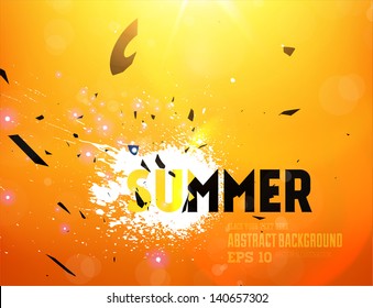 Summer broken. Explosion. Orange glow background.