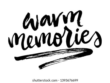 Summer brush lettering composition. Vector illustration with isolated hand drawn phrase on white background. Warm memories.