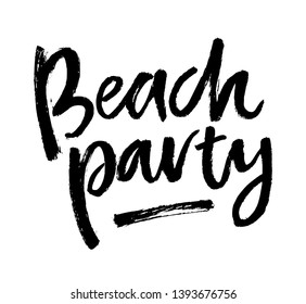 Summer brush lettering composition. Vector illustration with isolated hand drawn phrase on white background. Beach party.