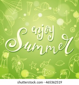 Summer brush lettering. Handwritten poster for your design. Vector quote illustration