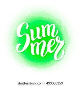Summer brush lettering text. Hand written typography word "Summer". For posters, t shirts, prints, bags, pillows, home decorations. Vector illustration