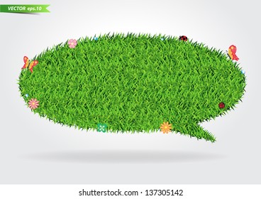 Summer Bubble for speech green grass. Vector illustration.