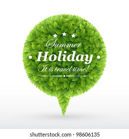 Summer Bubble for speech Ã¢Â?Â? Green leaves. Vector illustration.