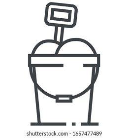 summer bucket black line icon on white background	
