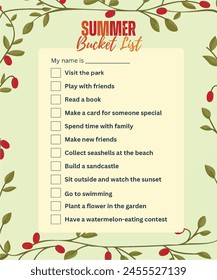 Summer Bucket list Vector eps file