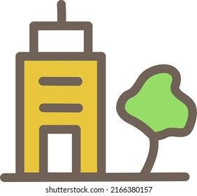 Summer building, illustration, vector on a white background.