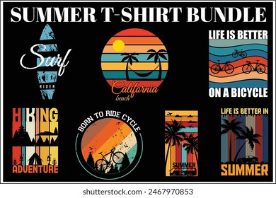 Summer Bundle T-shirt Design. Summer Beautiful T-shirt Design.