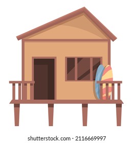 Summer bungalow icon cartoon vector. Beach house. Sea villa