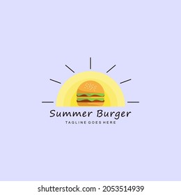 Summer Burger logo illustration, fast food logo vector design 