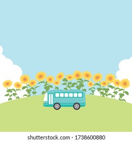 Summer bus tour vector illustration.