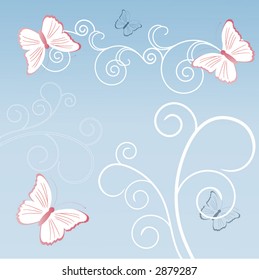 summer butterflies with filigree vector
