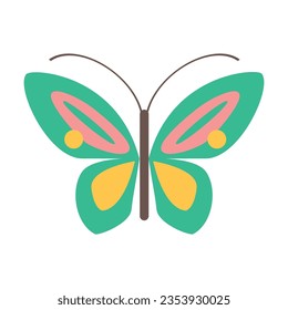 Summer butterfly. Cute wild animal cartoon illustration. Insects and wildlife concept. Colored flat vector isolated on white background