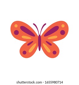 Icono plano de mariposa de verano. Mariposa vectorial de verano en estilo plano aislada en fondo blanco. Elemento para web, juegos y publicidad