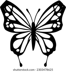 Sommerschmetterlingssymbol. Vektorsommerschmetterling auf ebene Weise einzeln auf weißem Hintergrund. Komponente für Web, Spiel und Werbung