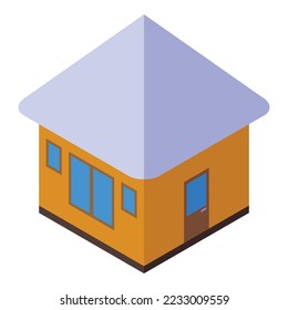 Summer cabin icon isometric vector. Beach bungalow. House sea