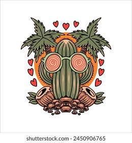 diseño de Vector de tatuaje de cactus de verano