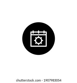 Summer calendar icon in black round style. Vector icon pixel perfect