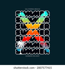 summer in california beach illustration typography. perfect for t shirt design and etc.
