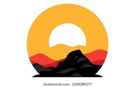 Summer California Beach Vector Illustration Design, Mountain Beach.