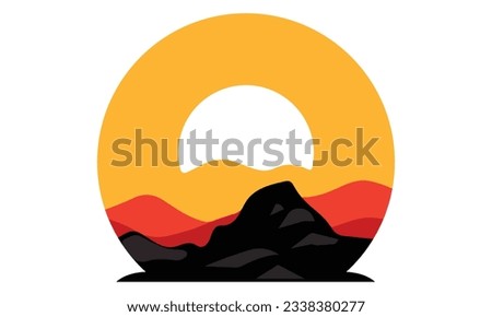 Summer California Beach Vector Illustration Design, Mountain Beach.