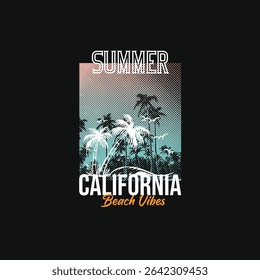 Summer California beach vibes vector illustration