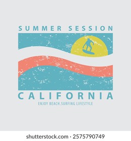 Summer california graphic design illustration typography t shirt vector for ready print