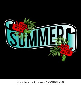Summer California, Los Angeles typography. T-shirt graphics with tropic palms. Vector