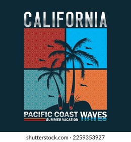 summer california pacific coast illustration vector for print t shirt