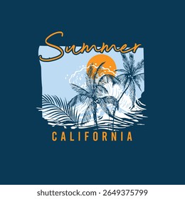 Summer California palm tree vector graphic design