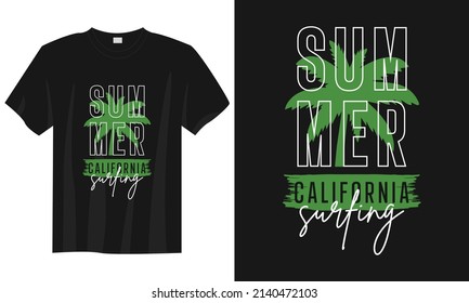 Summer California surfing beach retro typography t shirt design