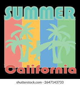 SUMMER CALIFORNIA - SUMMER T-SHIRT DESIGN 001, EPS Formato de arquivo, tamanho 4000X4000 pixel, Arquivo editável, Gráfico imprimível, 300 DPI (PPI), com fundo