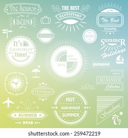 Summer calligraphic designs.  Vintage ornaments. Vector set of summer labels      