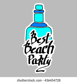summer, calligraphy, bottle, funny animal, hand, graphic, illustration