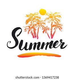 Summer Calligraphy lettering handwritten sign, Hand drawn grunge calligraphic text. Vector illustration