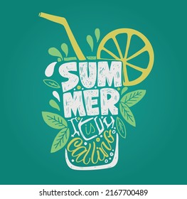 Summer is calling. Cute hand drawn doodle lettering postcard. Lettering art for poster, banner, web, t-shirt design.