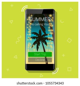 Summer is calling you, season concept background , vector , illustration
