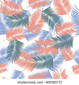 Summer camouflage hawaiian seamless pattern with palm tree branches, vector illustration