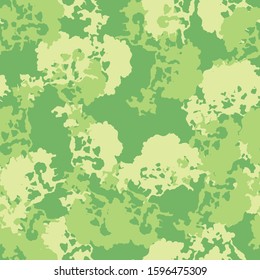 Summer camouflage of various shades of green and yellow colors. It is a colorful seamless pattern that can be used as a camo print for clothing and background and backdrop or computer wallpaper