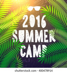 Summer camp 2016, themed camp and vacation poster, vector illustration.