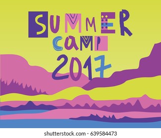 Summer Camp 2017 for kids creative and colorful poster.