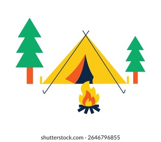 Summer camp abstract concept vector illustration. Sleepaway camp, vacation time, hiking and canoeing, science and nature, tent and campfire, high school summer program abstract metaphor.