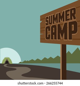 Summer Camp Background. EPS 10 Vector Royalty Free Stock Illustration For Ad, Promotion, Poster, Flier, Blog, Article, Social Media, Marketing